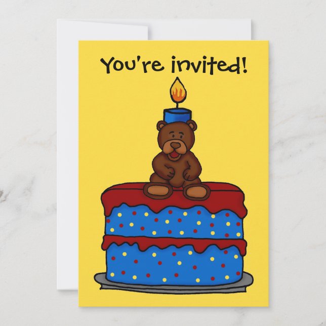 Invitación niño oso invitado a la fiesta de cumpleaños (Anverso)