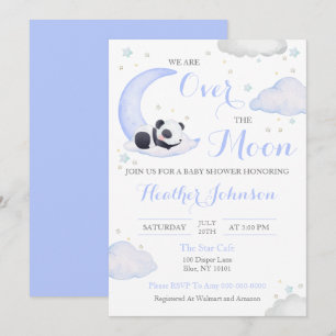 Invitación Niño Panda Sobre La Luna Shower de Bebé