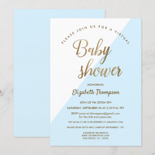 Invitación Niño pequeño azul de la ducha de bebé virtual