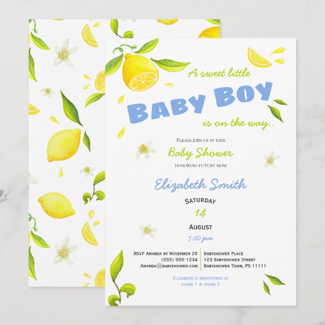 Invitación niño pequeño camino a la ducha de bebé (Anverso / Reverso)