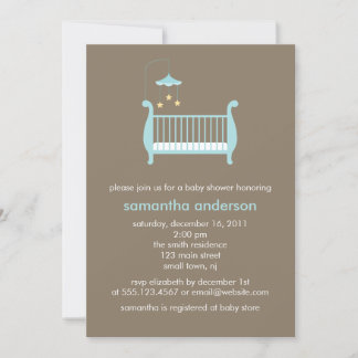 Invitación Niño pequeño con cuna azul Baby Shower