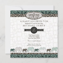 Invitación Niño pequeño niño Safari Elefantes Zebra Shower