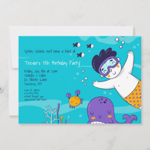Invitación Niño Pequeño que Practica Snorkel