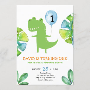 Invitación Niño pequeño T-Rex primer cumpleaños dinomita dino