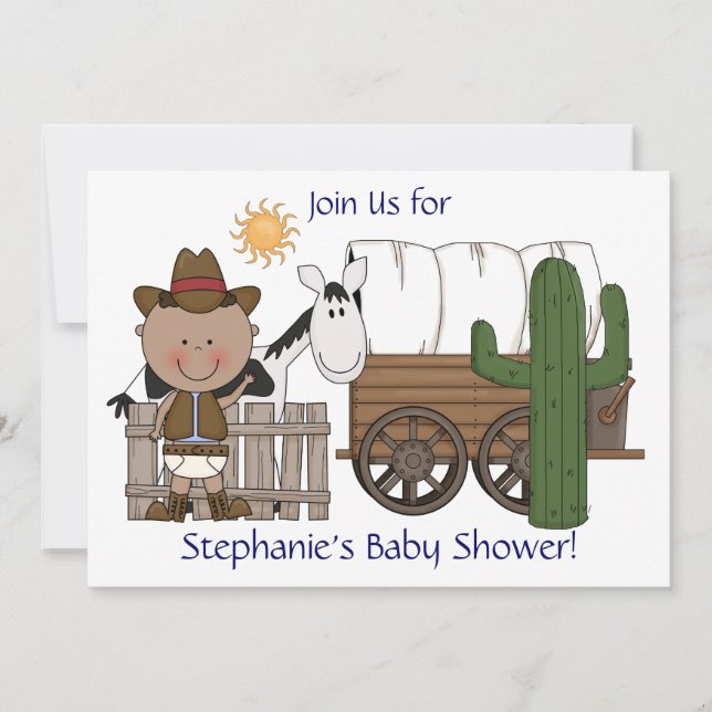 Invitación Niño pequeño y Personalizado de caballo occidental (Anverso)