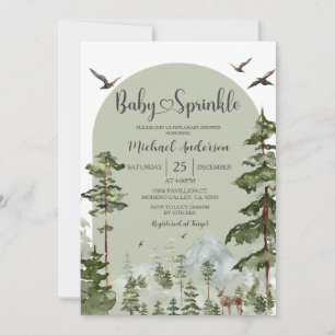 Invitación Niño Pino Bosque Montaña Bebé Sprinkle