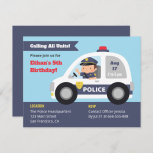 Invitación Niño policía en fiesta de cumpleaños