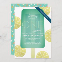 Invitación Niño Popsicle Verde Azul virtual primer cumpleaños