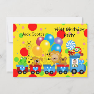 Invitación Niño Primer cumpleaños primer foto zoológico de tr