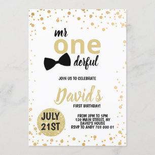 Invitación Niño Primer cumpleaños Sr. Onemaravilloso Primer o