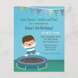 Invitación Niño rebotando en la fiesta de cumpleaños de niños