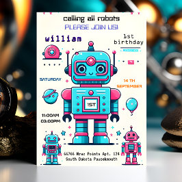 Invitación niño relleno lindo Toy divertido robot primero pri
