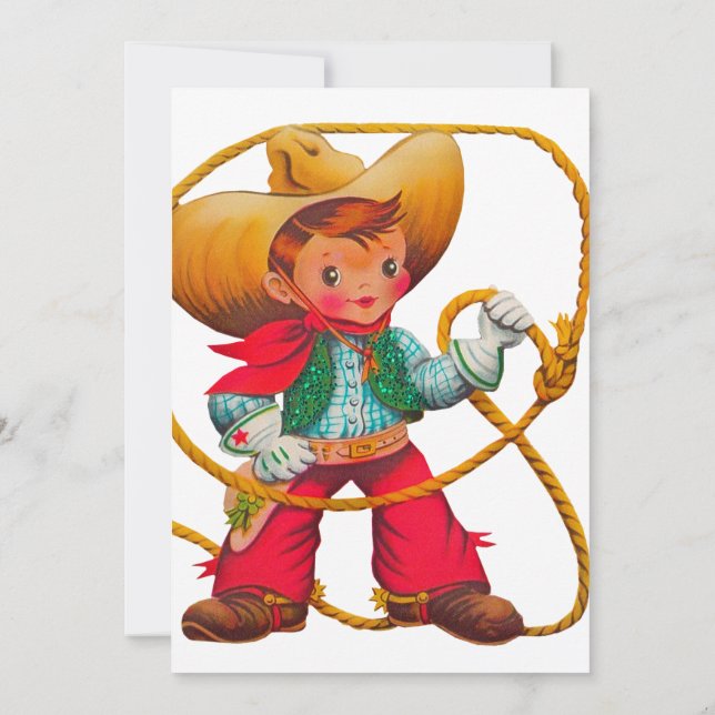 Invitación Niño retro niño vago occidental (Reverso)