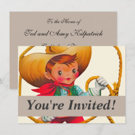 Invitación Niño retro niño vago occidental