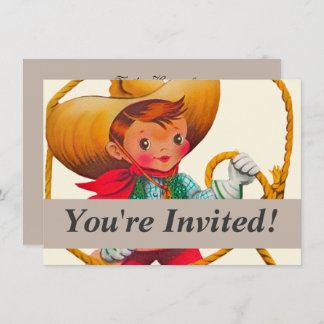 Invitación Niño retro niño vago occidental
