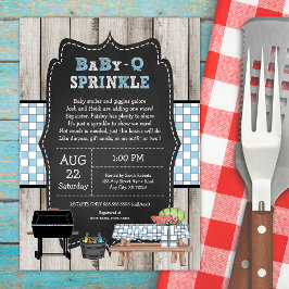 Invitación Niño Rústico Bebé Q Sprinkle, ducha de bebé BBQ