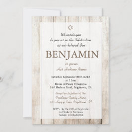Invitación Niño Rústico Ceremonia de Nomenclatura Judío Hebre