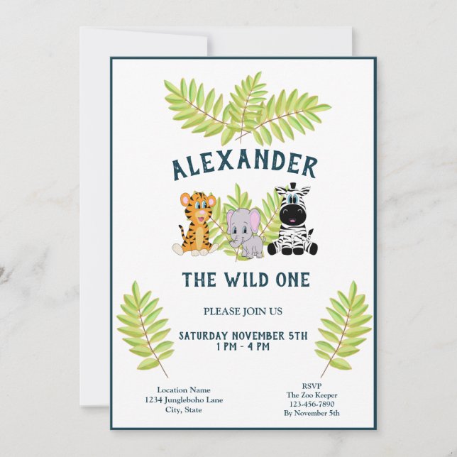 Invitación Niño salvaje de un bebé de primer cumpleaños (Anverso)
