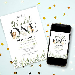 Invitación Niño salvaje de un Safari, Fiesta de primer cumple