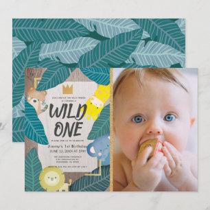 Invitación Niño salvaje de un Safari foto primer cumpleaños