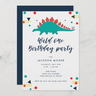 Invitación Niño Salvaje Un Dinosaurio Primer Cumpleaños