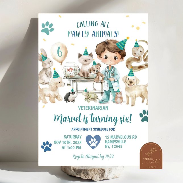 Invitación Niño Veterinario Animal Fiesta de cumpleaños (Subido por el creador)