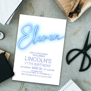 Invitación Niños 11.º cumpleaños de la piscina de neón