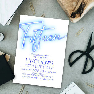 Invitación Niños 15º cumpleaños de la piscina de neón