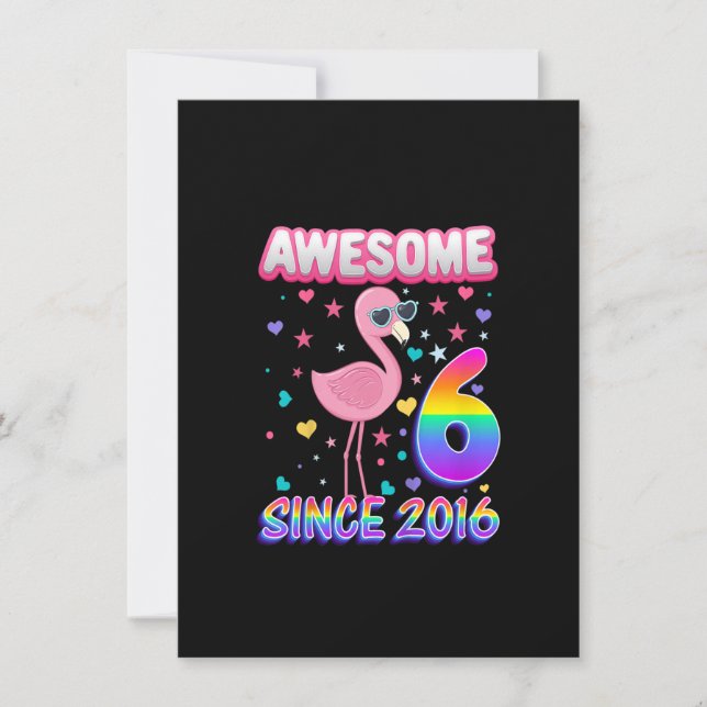Invitación Niños 6 años Fiesta de cumpleaños Flamingo Chica 6 (Anverso)