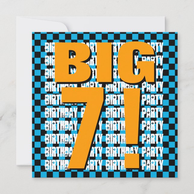 Invitación Niños 7 cumpleaños 7 años Plaza moderna (Anverso)