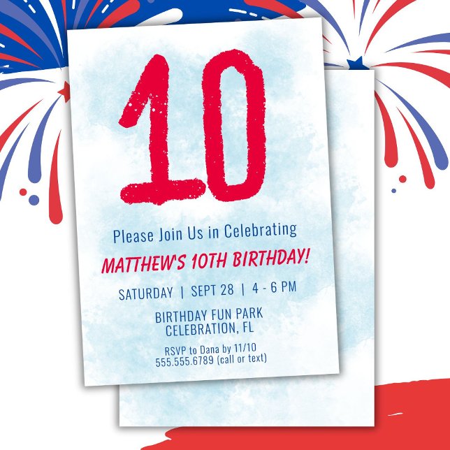 Invitación Niños acuarela Niños Blue 10 cumpleaños (Subido por el creador)