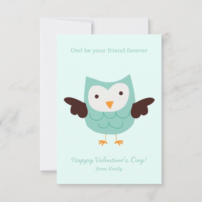 Invitación Niños Adorable Owl Classroom Valentines (Anverso)