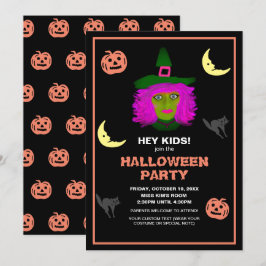 Invitación Niños adoran el tema de Halloween Fiesta Naranja n