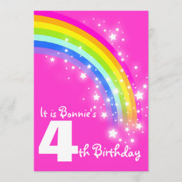 Invitación Niños arco iris 4 cumpleaños invitado de cumpleaño
