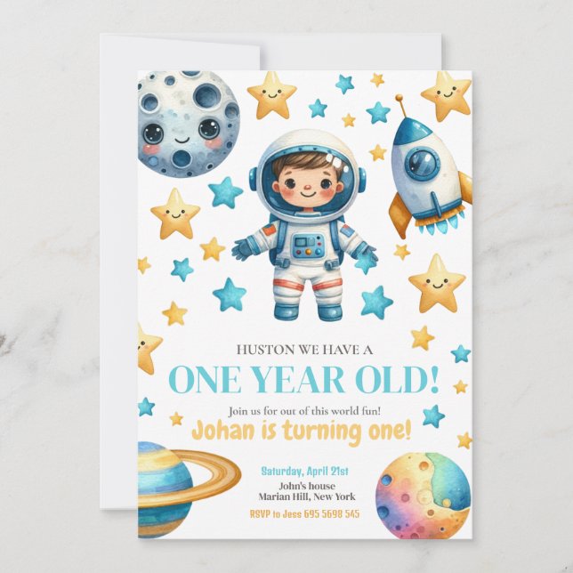 Invitación Niños astronautas espaciales invitan a fiesta de c (Anverso)