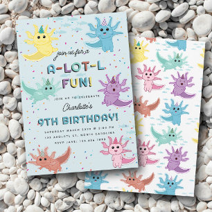 Invitación Niños Axolotl Cute Salamander Fiesta de Cumpleaños