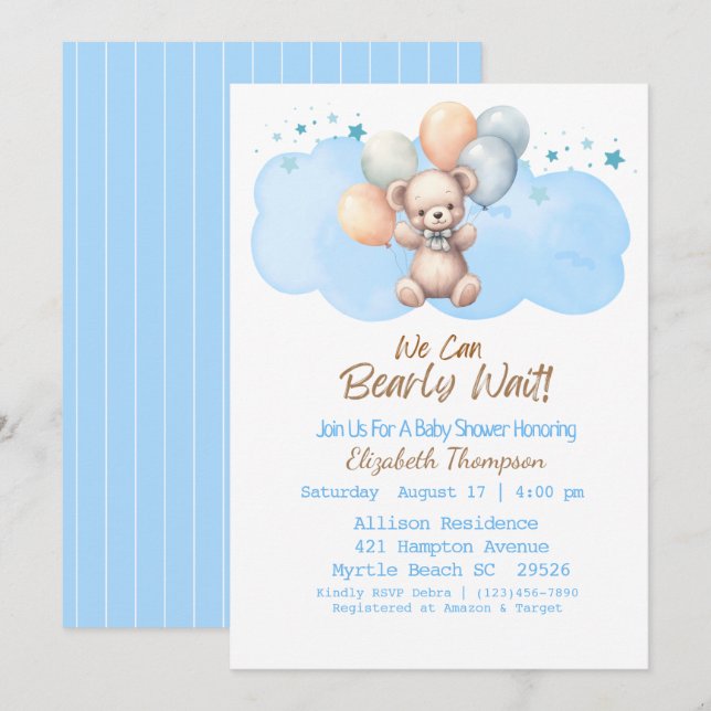 Invitación Niños azules que podemos salvar en Baby Shower del (Anverso / Reverso)