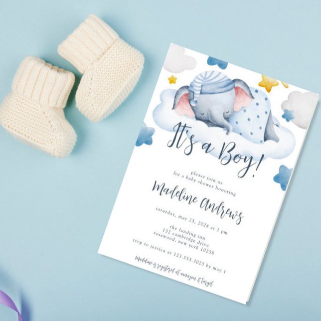 Invitación Niños Baby Elephant Baby Shower (Subido por el creador)