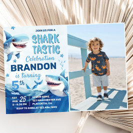 Invitación Niños bajo el mar Ocean Shark foto de quinto cumpl