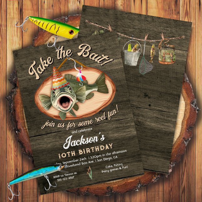 Invitación Niños Bass Fishing Divertido cumpleaños (Subido por el creador)