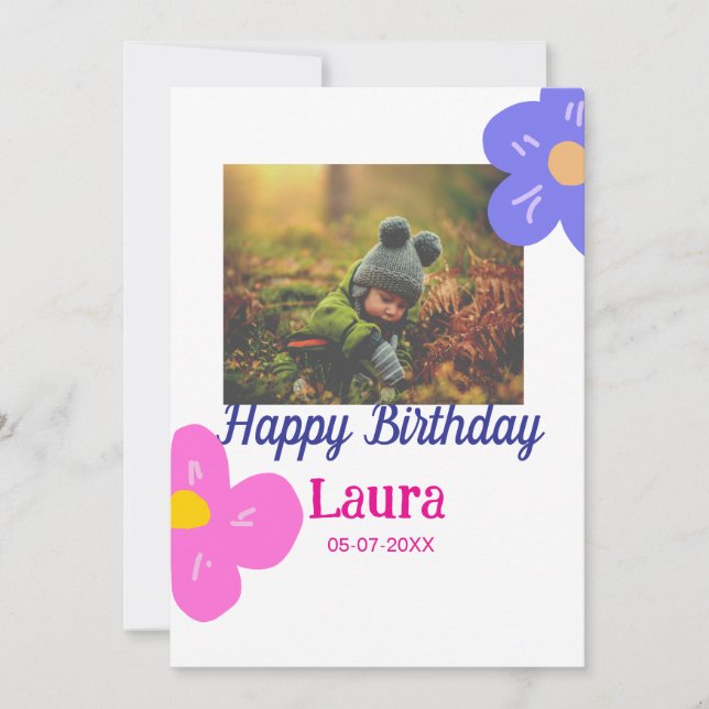 Invitación Niños bebé primer cumpleaños añadir fecha añadir f (Anverso)