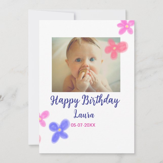 Invitación Niños bebé primer cumpleaños añadir fecha añadir f (Anverso)