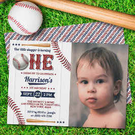 Invitación Niños Béisbol 1er cumpleaños Foto