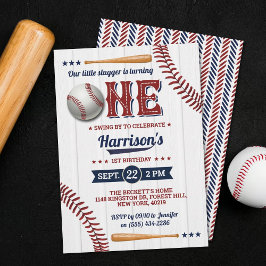 Invitación Niños Béisbol Primer Cumpleaños
