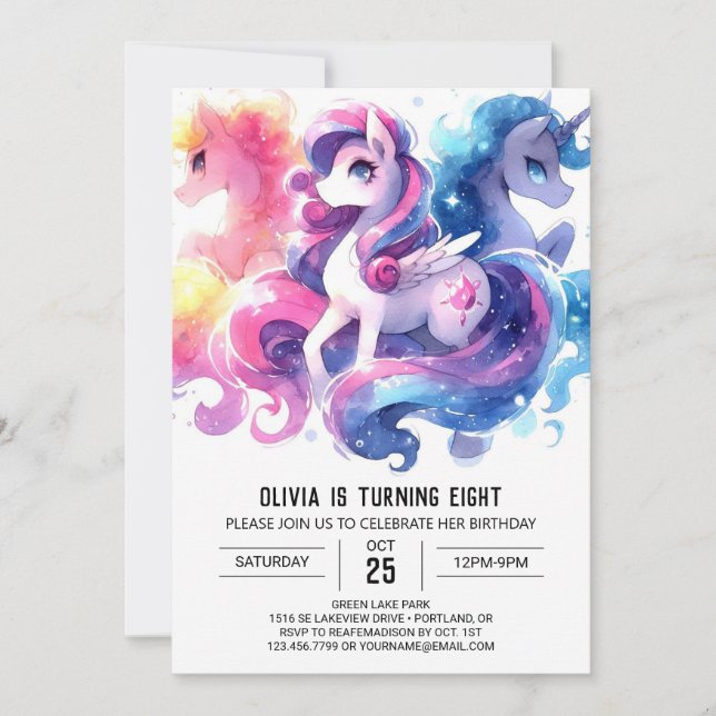 Invitación Niños bohemios Caballos Cumpleaños (Anverso)