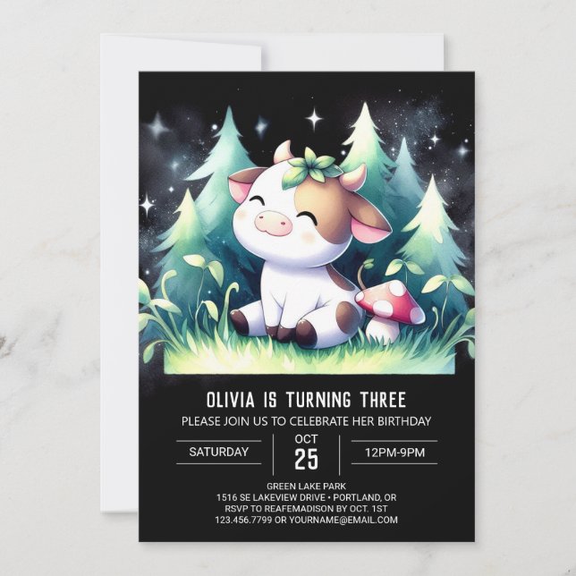Invitación Niños bohemios Cumpleaños de Vacas (Anverso)
