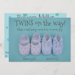 Invitación Niños calzado y chicas gemelos ducha de bebé invit