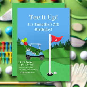 Invitación Niños Carro De Golf En El Campo Cumpleaños