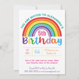 Invitación Niños Chicas coloridos de la fiesta de cumpleaños