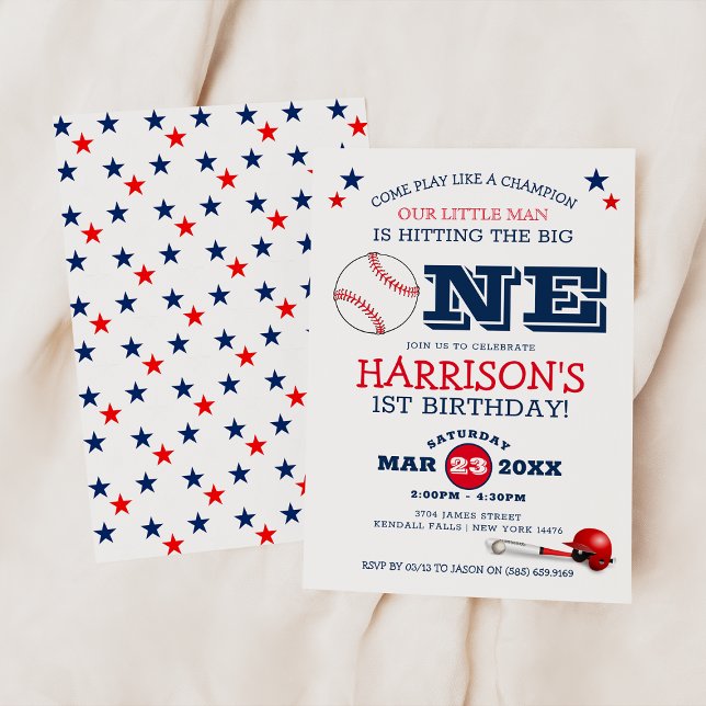 Invitación Niños clásicos de béisbol, primer cumpleaños (Subido por el creador)